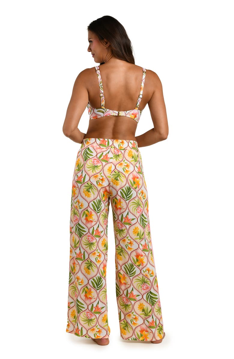 La Blanca Floral Wide Leg Cover-Up Pants, Alternate, color, White Multi