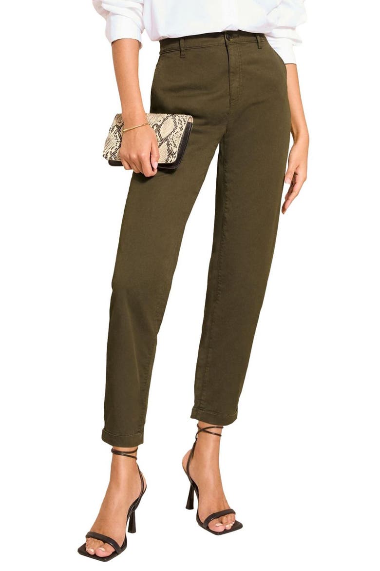 High Waist Slim Fit Chinos, Main, color, GREEN