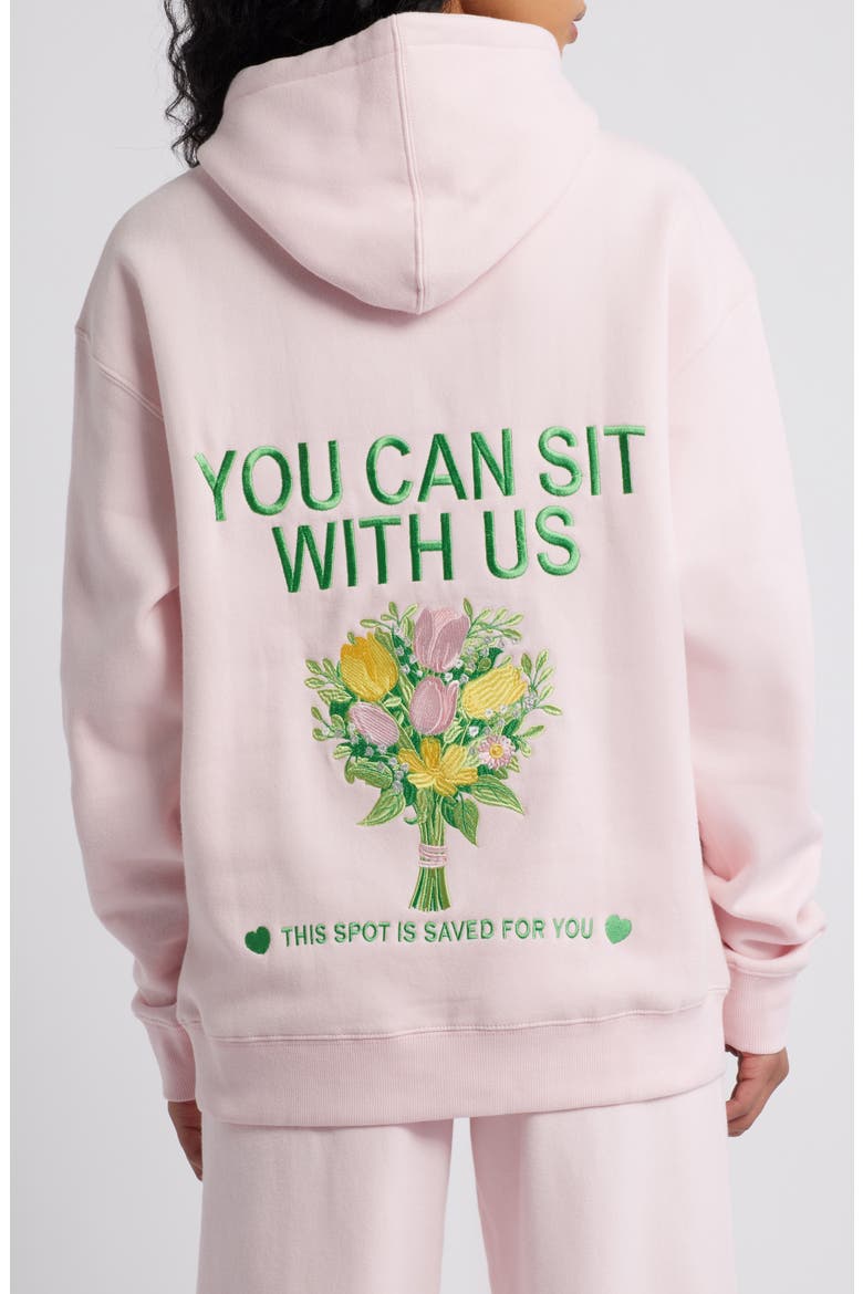 Sit with Us Embroidered Graphic Hoodie, Alternate, color, BLUSH PINK