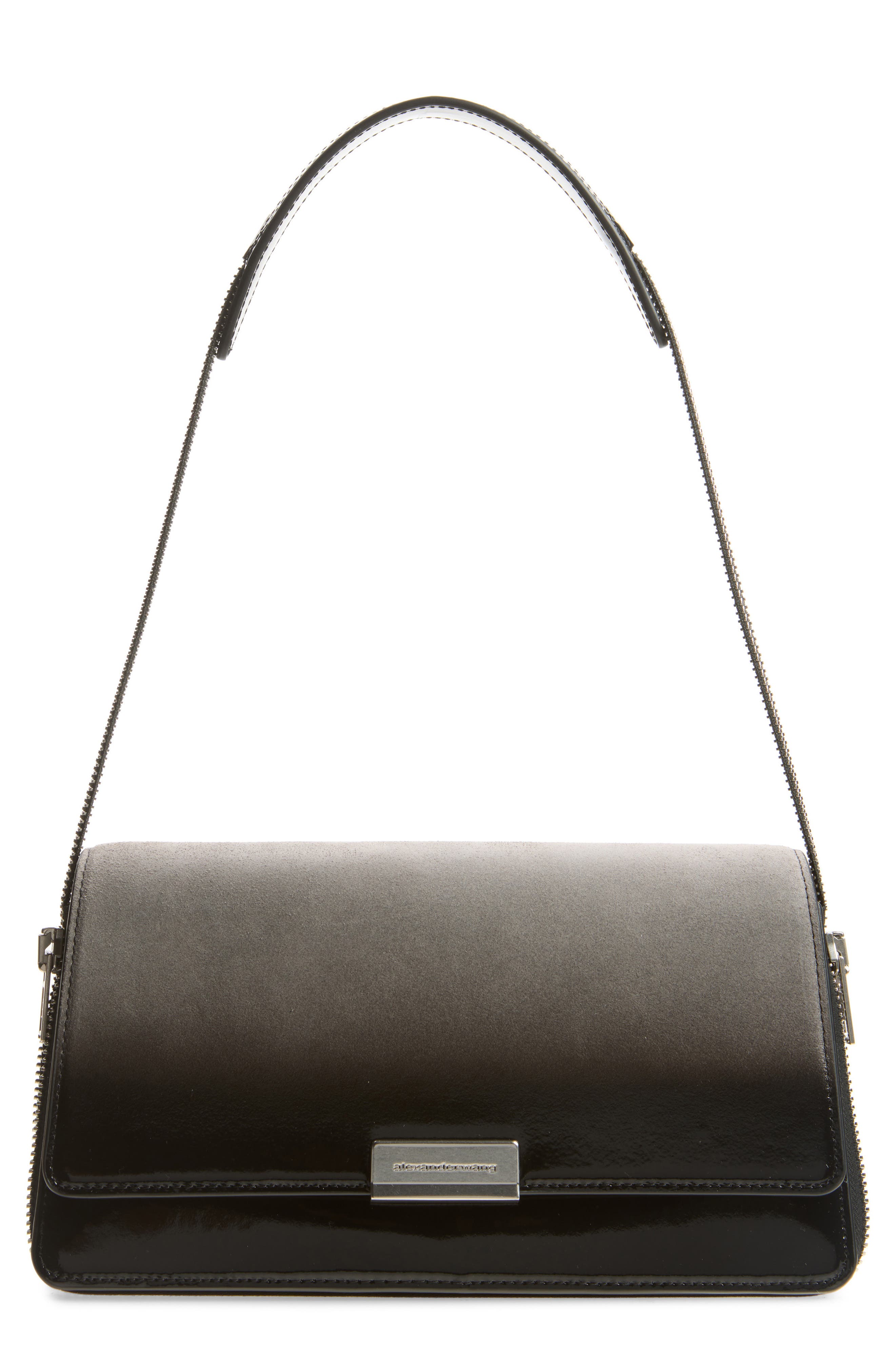 Siren Medium Leather Flap Bag, Main, color, BLACK