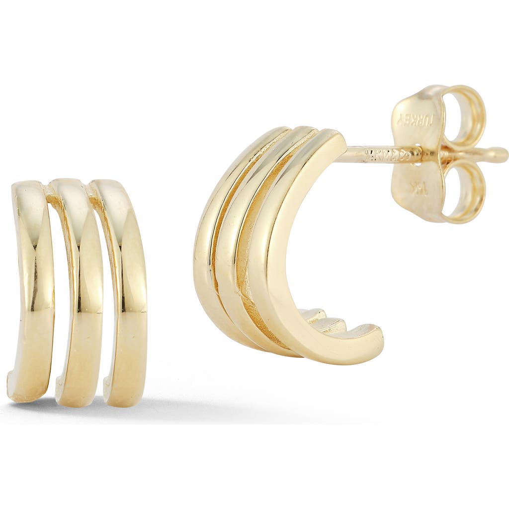 Ember Fine Jewelry 14k Yellow Gold Triple Huggie Hoop Earrings In Gold