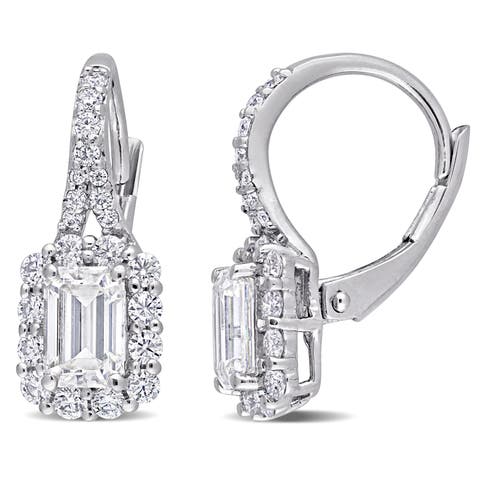 Moissanite Halo Leverback Earrings
