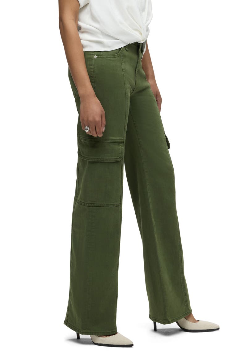 Rosie Seamed High Waist Wide Leg Cargo Jeans, Alternate, color, CYPRESS