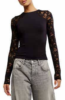 Free People No Excuses Lace Sleeve Top