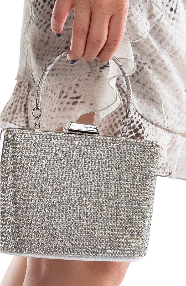 Forever & Always Shoes Marla Evening Clutch, Alternate, color, Silver Glitter Sequins