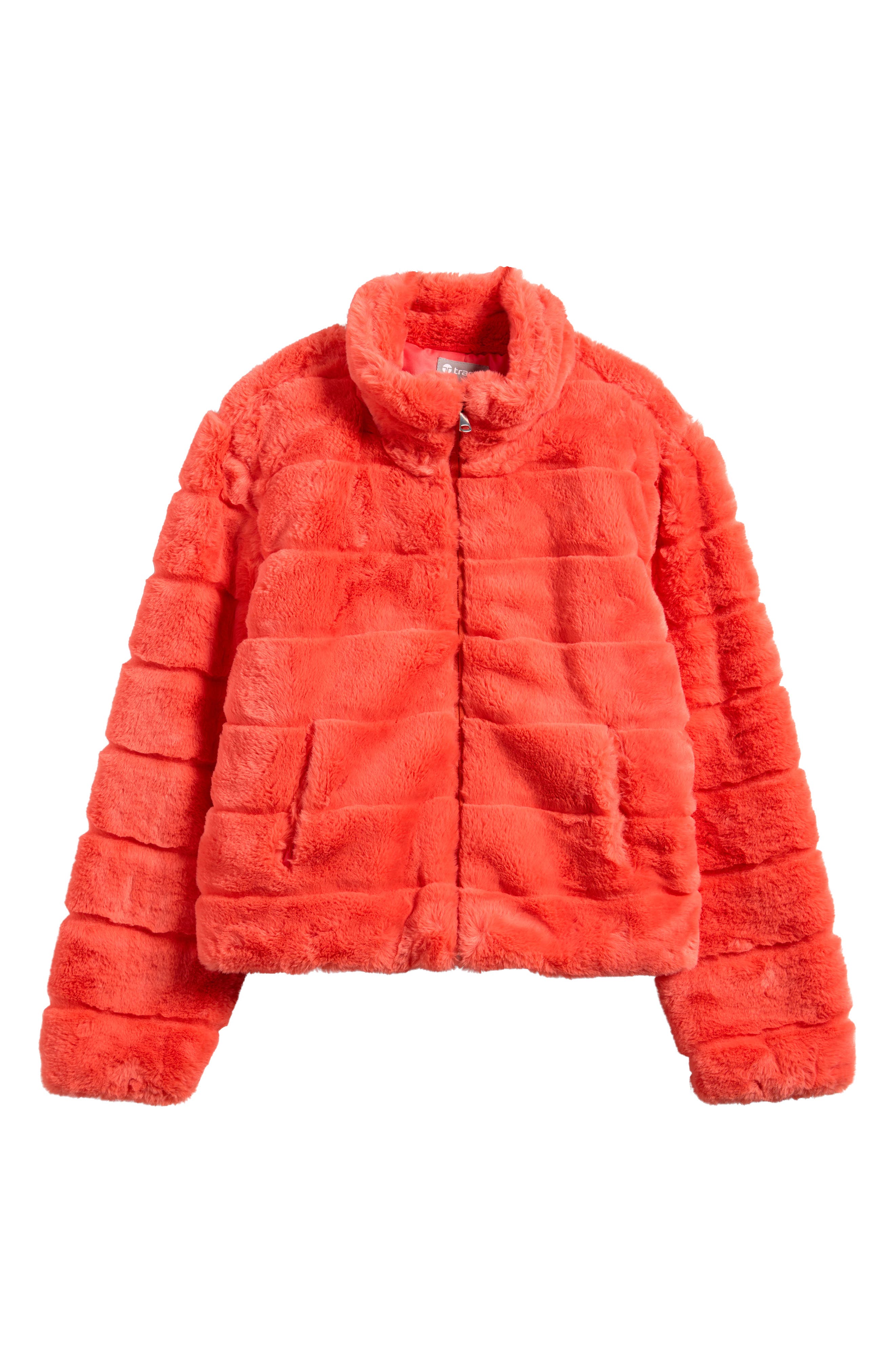 Tractr Kids' Faux Fur Jacket in Aqua 