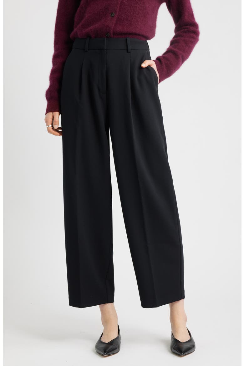 Pleated Ankle Pants, Main, color, BLACK