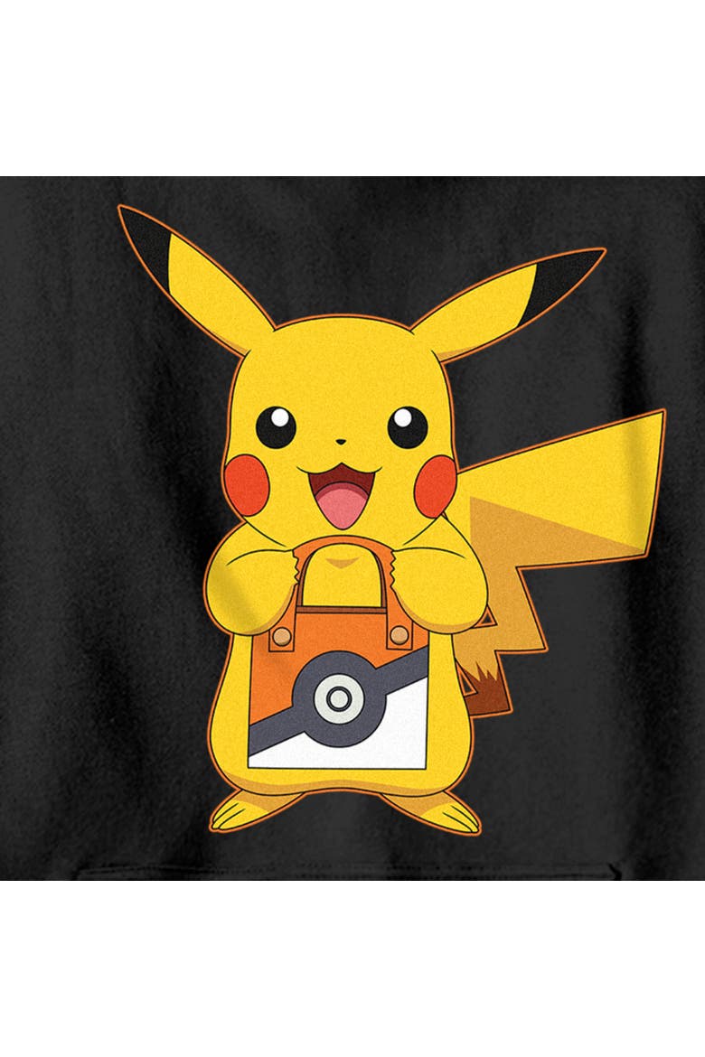 Boy's Pokemon Halloween Trick or Treat Pikachu  Pull Over Hoodie, Alternate, color, Black