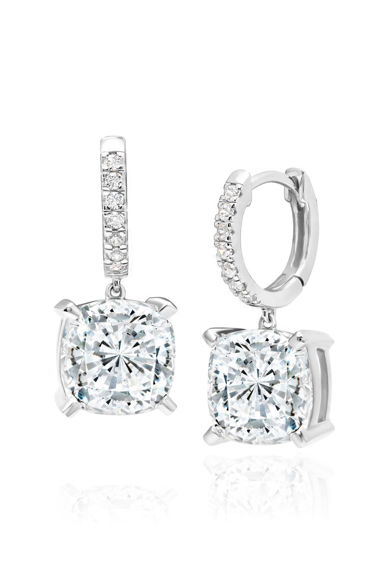 Cubic Zirconia Drop Earrings, Main, color, PURE PLATINUM/ CLEAR STONE