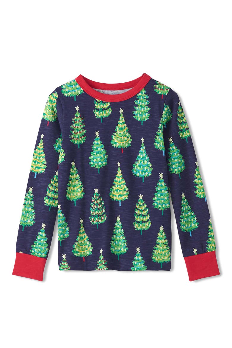 Kids' Bottle Brush Trees Fitted Two-Piece Pajamas, Alternate, color, PATRIOT BLUE