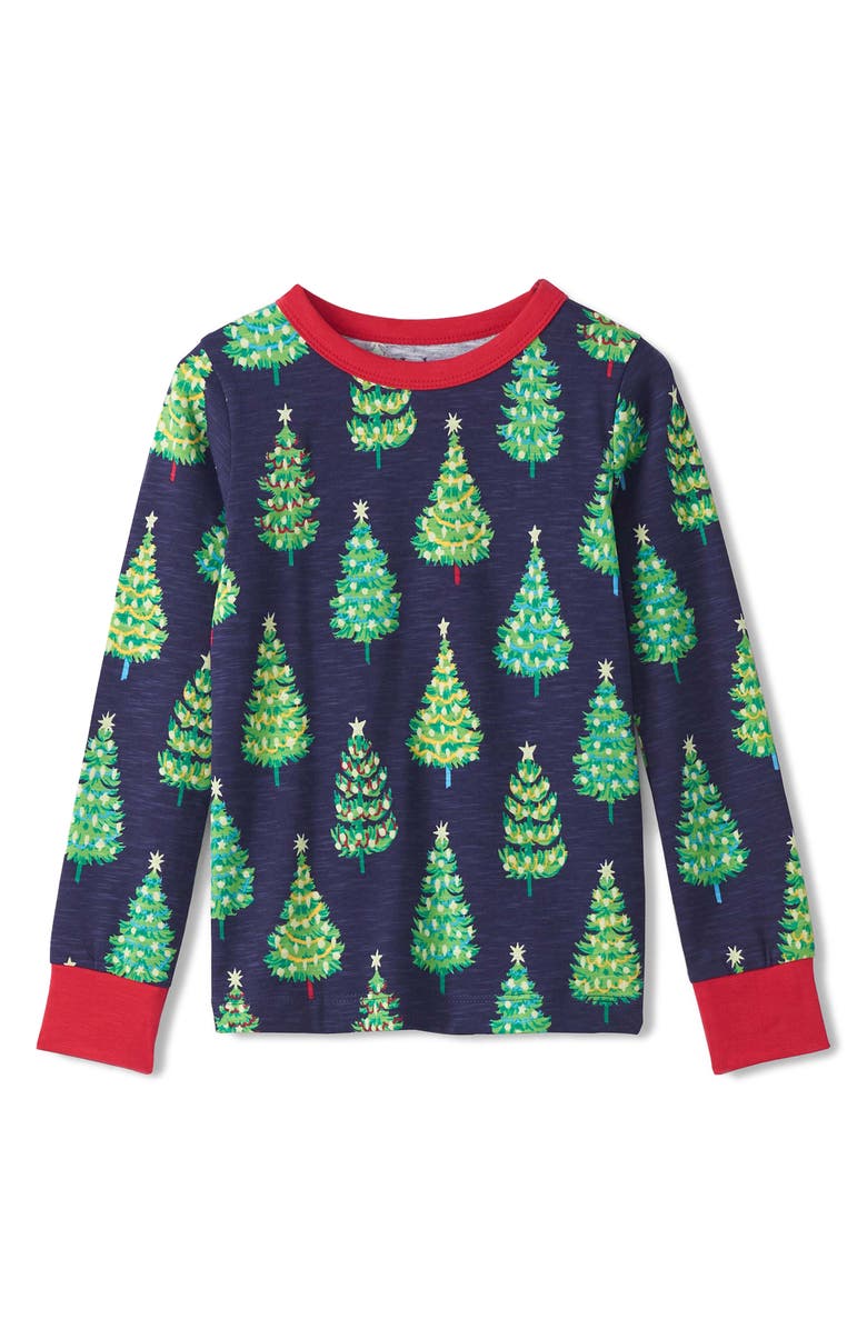 Hatley Kids' Bottle Brush Trees Fitted Two-Piece Pajamas, Alternate, color, Patriot Blue