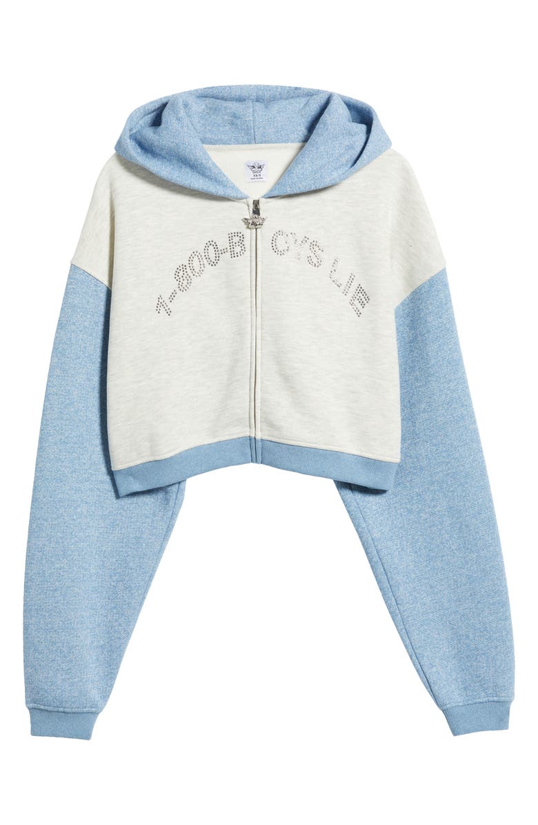 BOYS LIE 1-800 Alex Colorblock Zip Crop Hoodie, Alternate, color, Grey