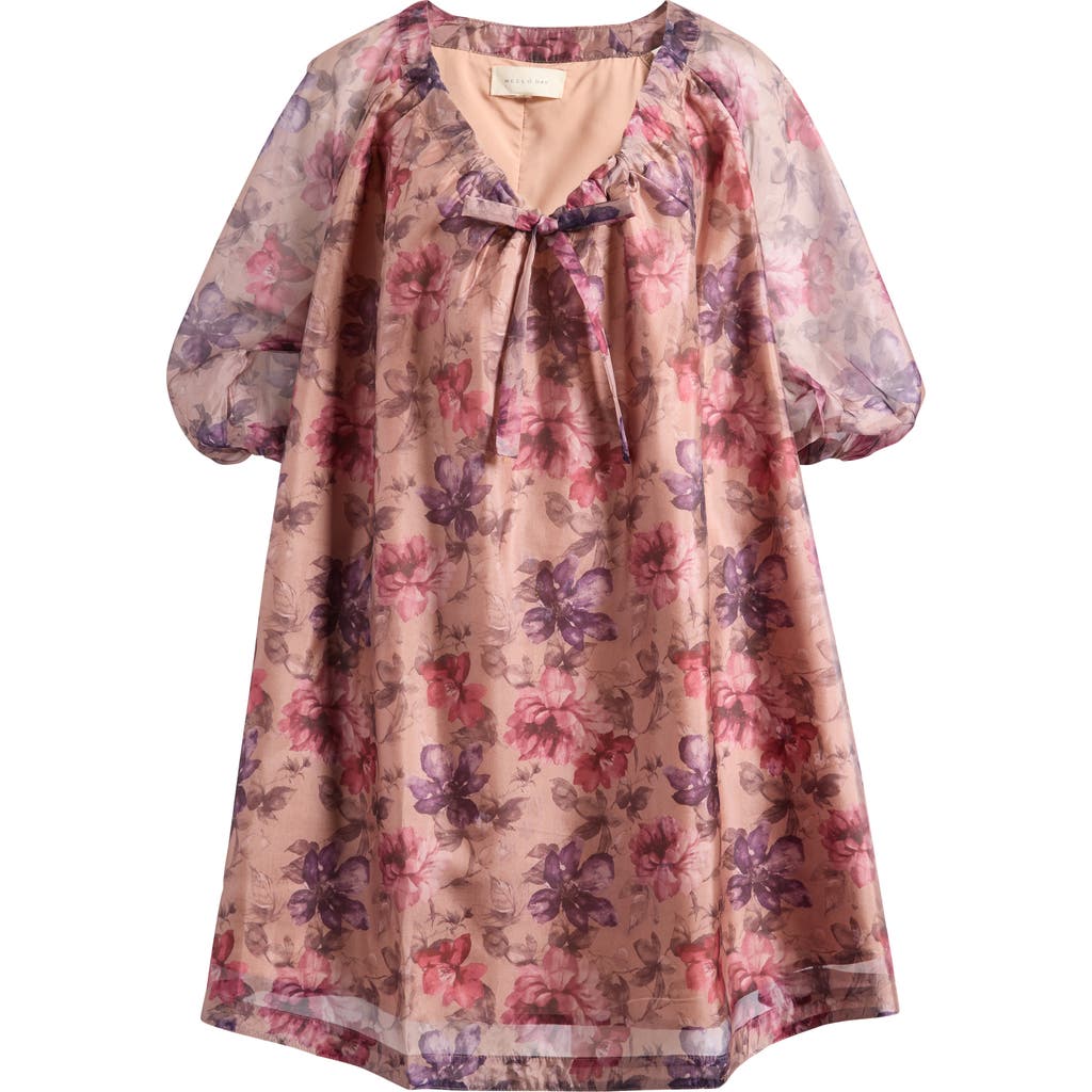 Melloday Bubble Sleeve Shift Dress In Multi
