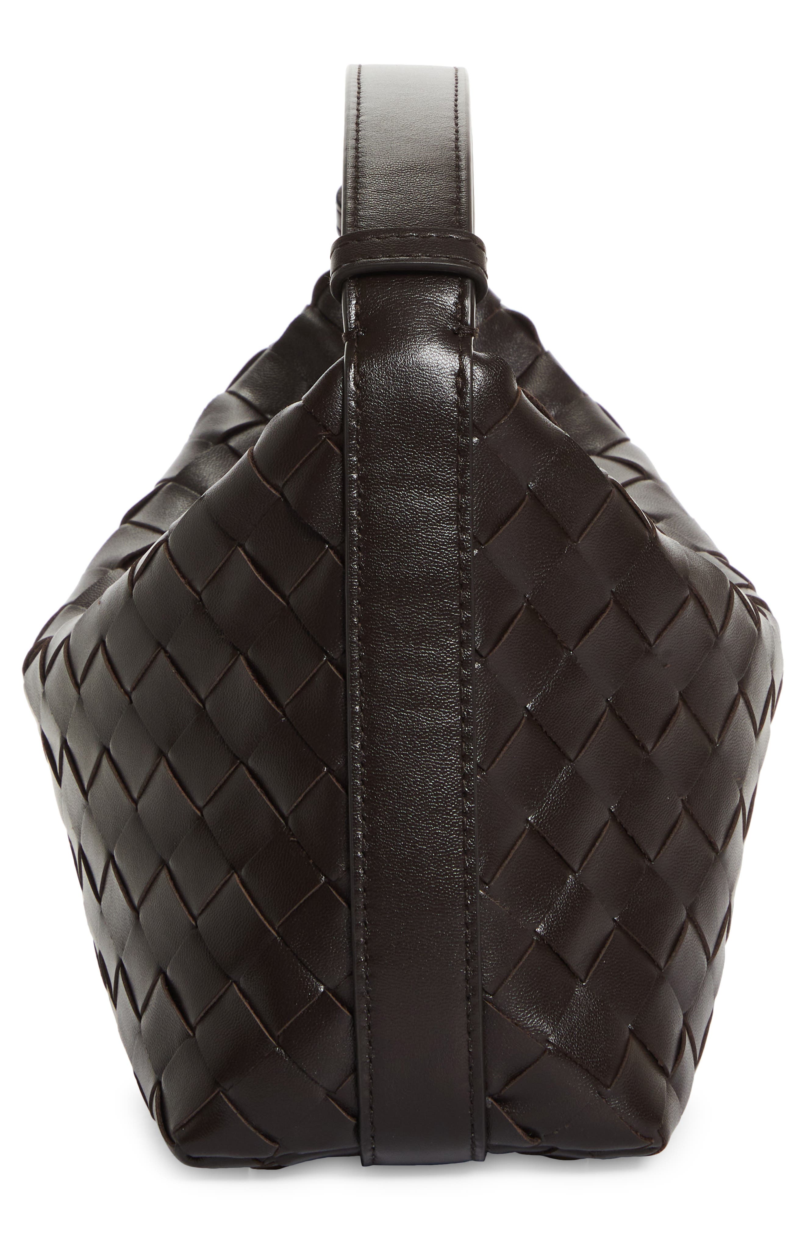 Mini Wallace Intrecciato Leather Shoulder Bag, Alternate, color, FONDANT/ GOLD