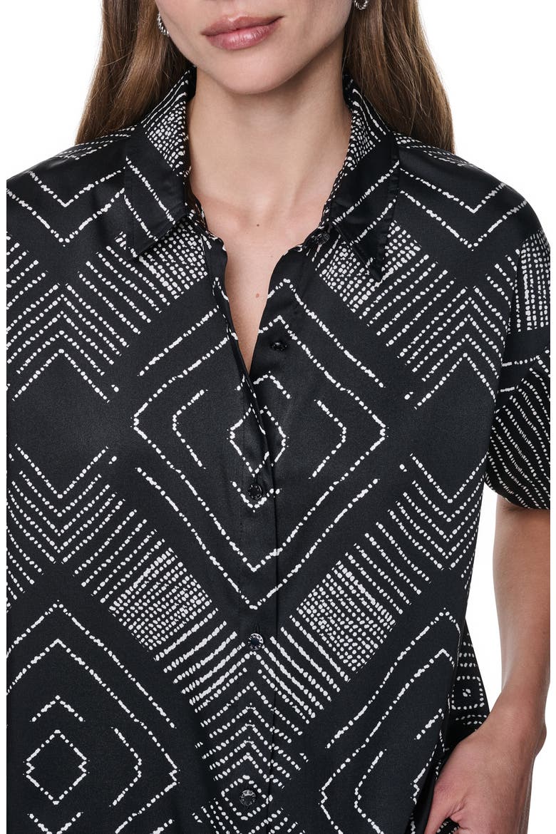 Scarf Print Button Front Shirt, Alternate, color, GEO DIAMOND POINTELLE