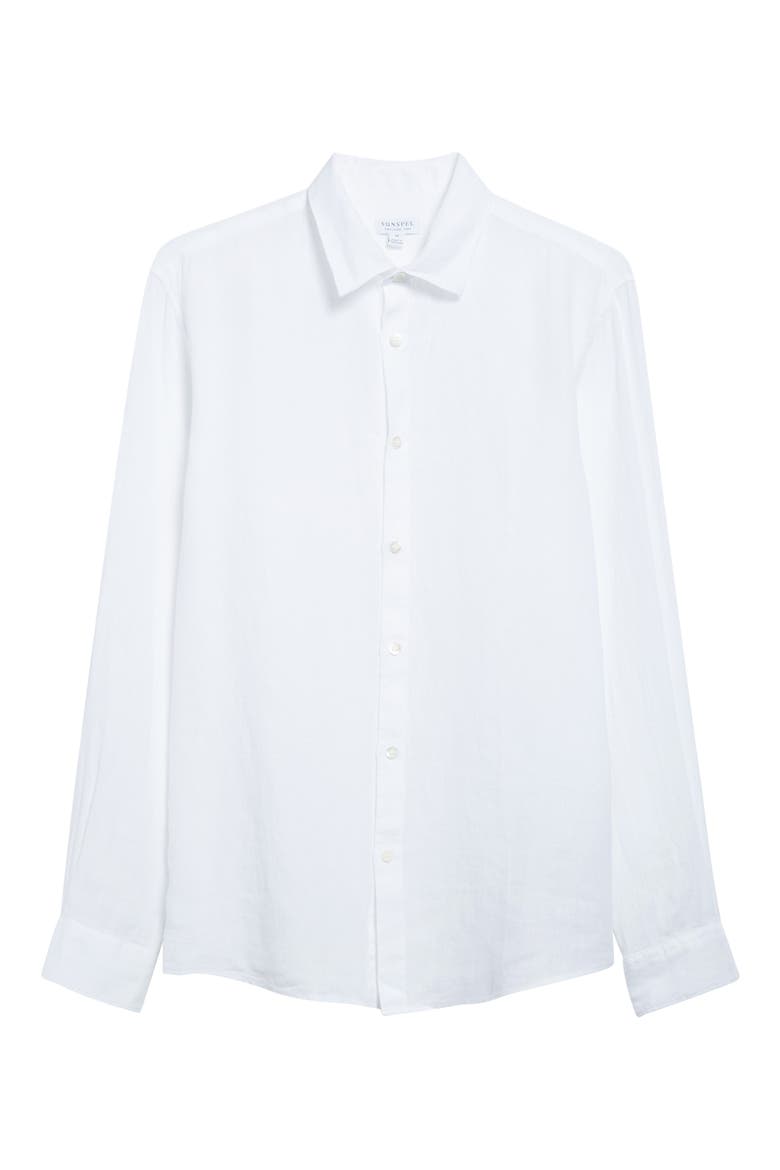 Long Sleeve Linen Button-Up Shirt, Alternate, color, WHITE