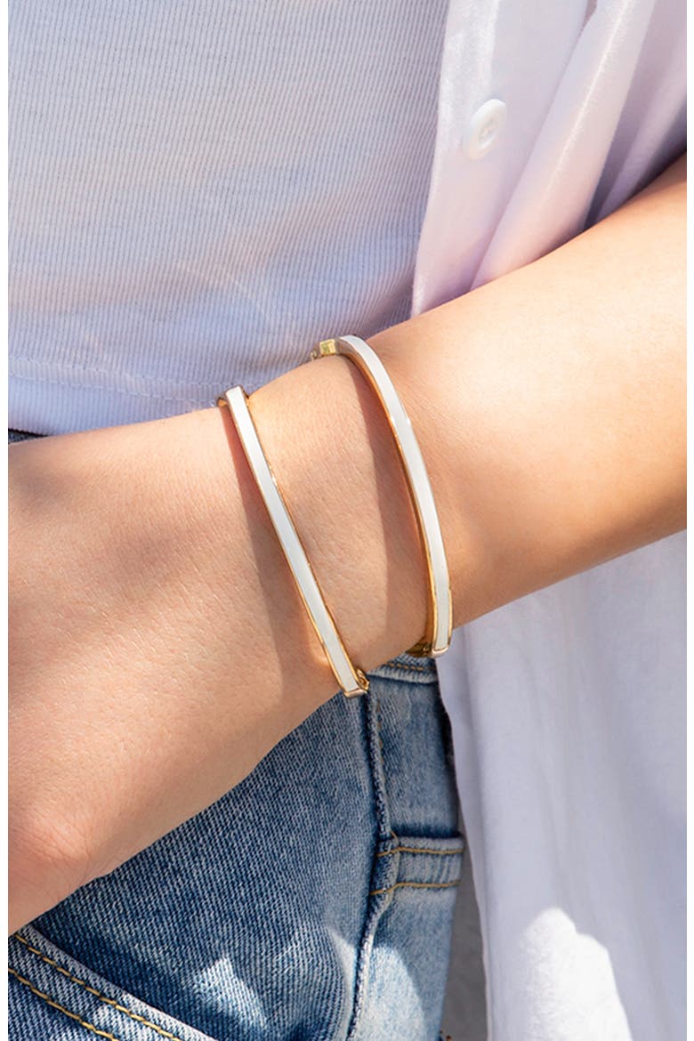Thin Enamel Hinge Bracelet, Alternate, color, GOLD IVORY