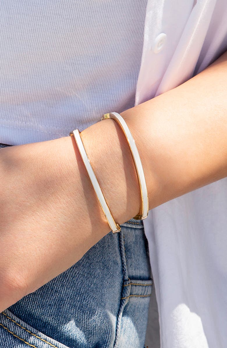 MARLYN SCHIFF Thin Enamel Hinge Bracelet, Alternate, color, Gold Ivory