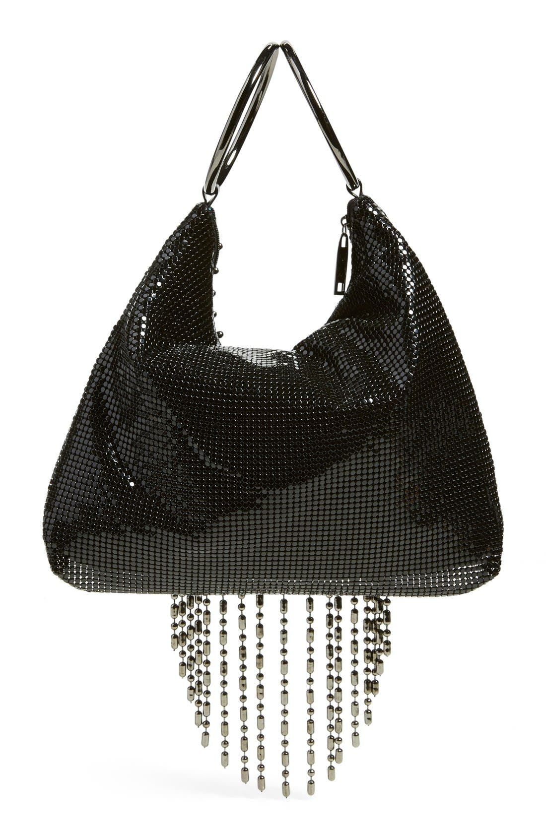 Cascade Fringe Evening Bag, Alternate, color, BLACK