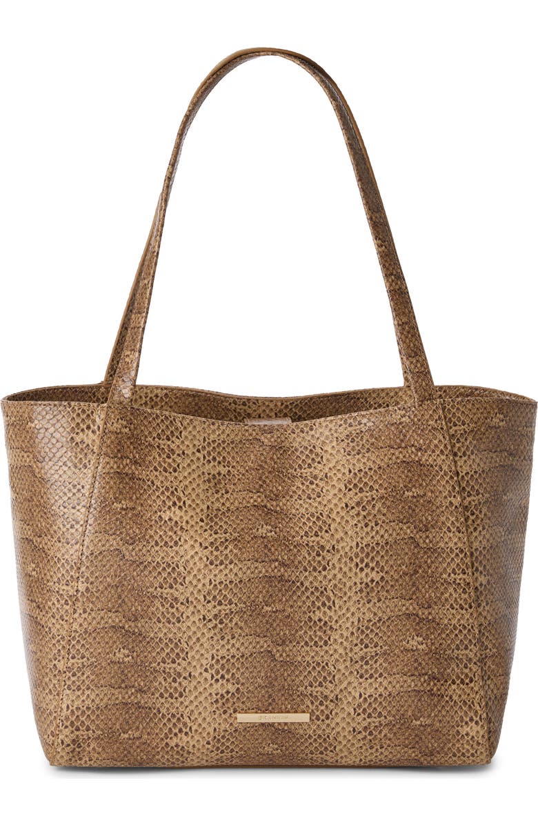 Brahmin Mona Croc Embossed Leather Tote, Main, color, Light Pecan