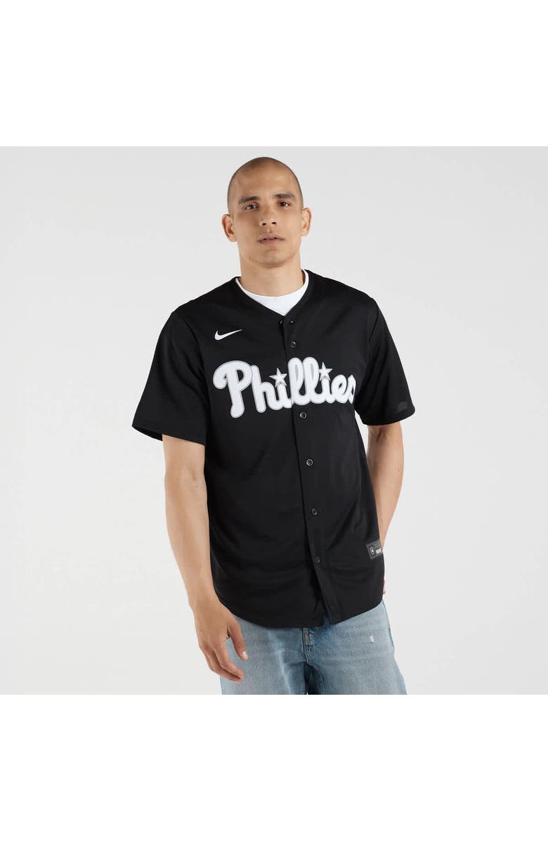 Nike Men's Nike Bryce Harper Black Philadelphia Phillies Lights Out Replica Player Jersey, Alternate, color, Black