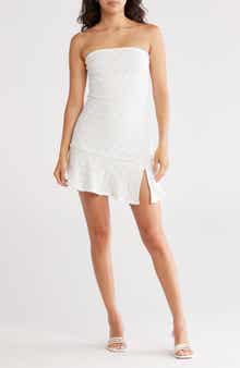 Madden Girl Strapless Asymmetric Lace Minidress