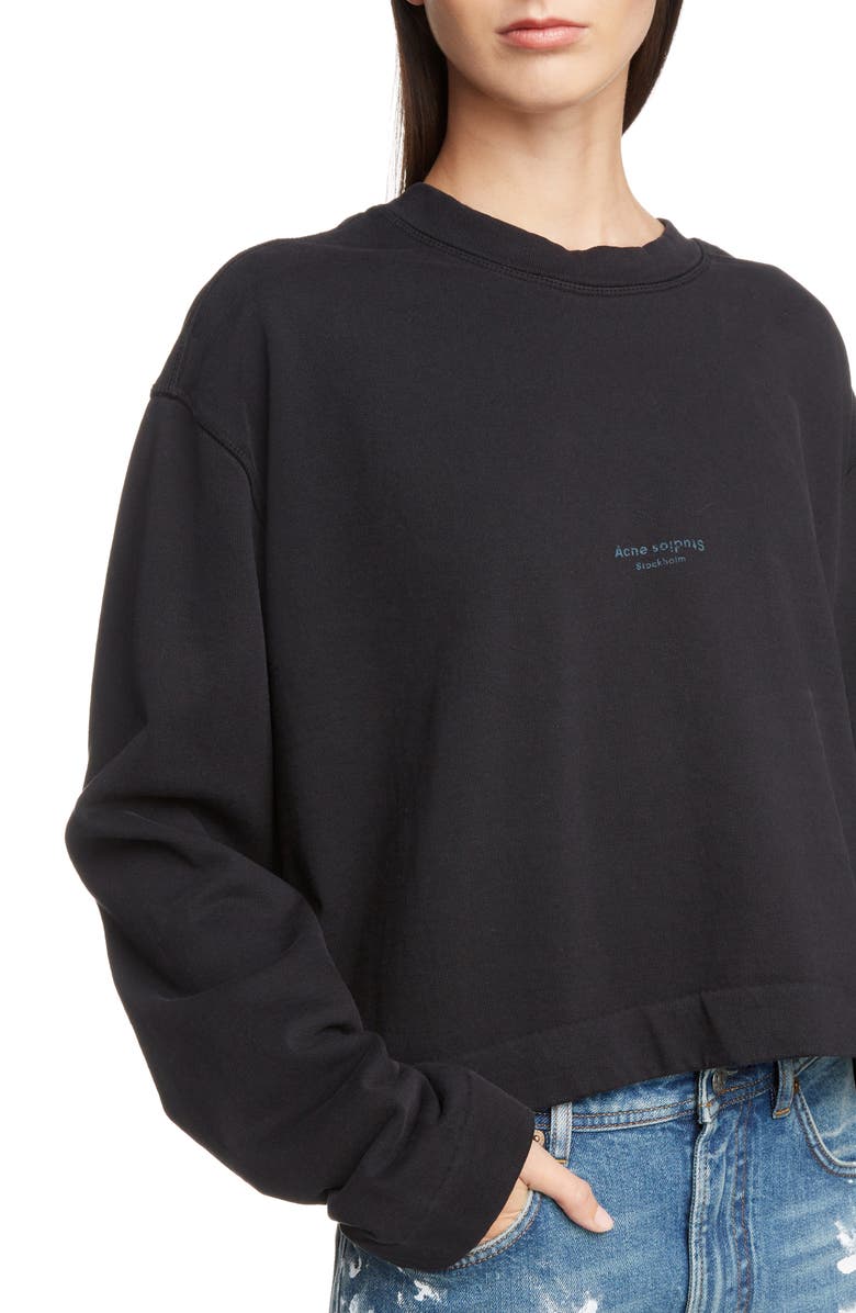 Acne Studios Boxy Long Sleeve Logo Sweatshirt, Alternate, color,