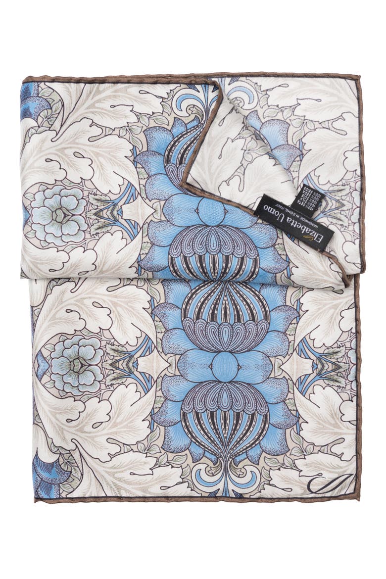 Londra - Silk Pocket Square for Men, Alternate, color, Blue and Tan