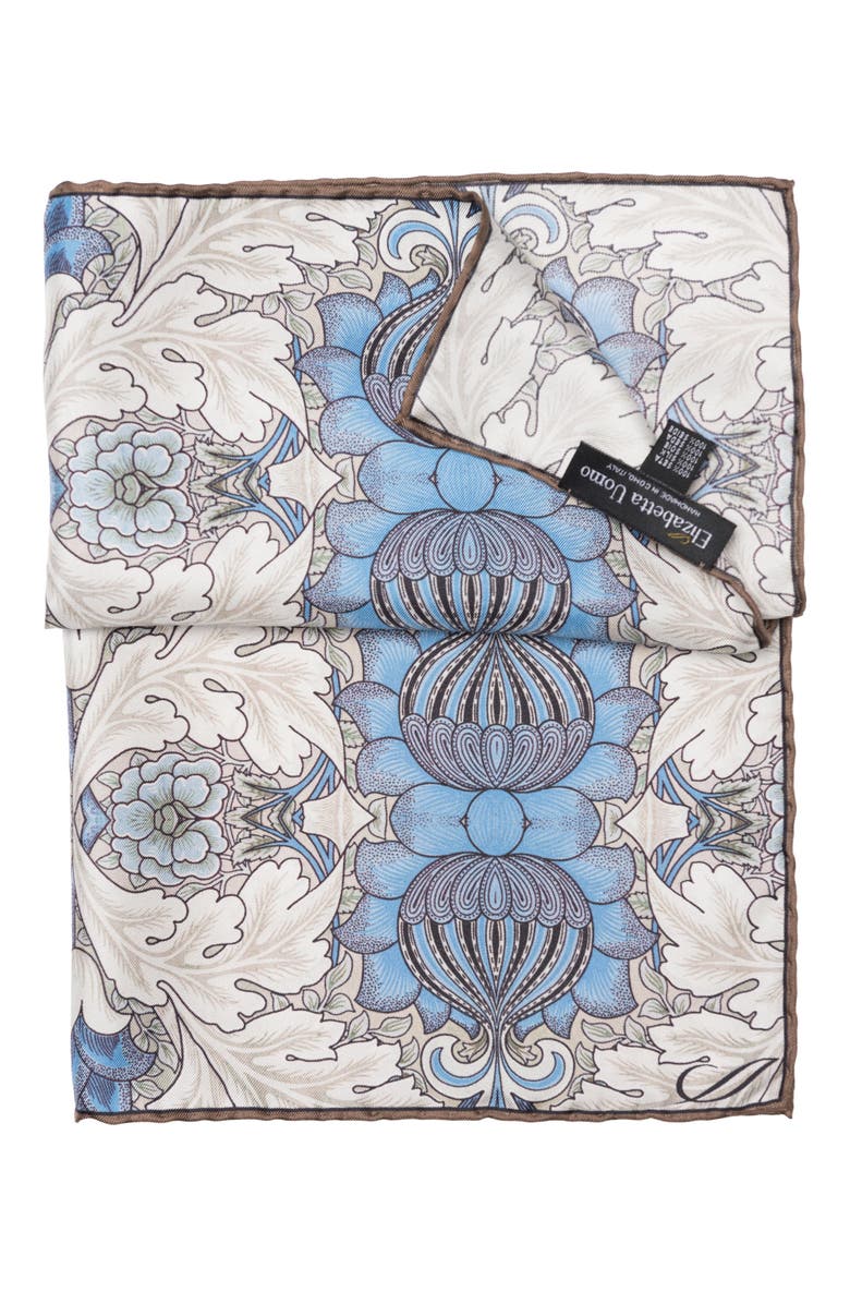 Elizabetta Londra - Silk Pocket Square for Men, Alternate, color, Blue And Tan