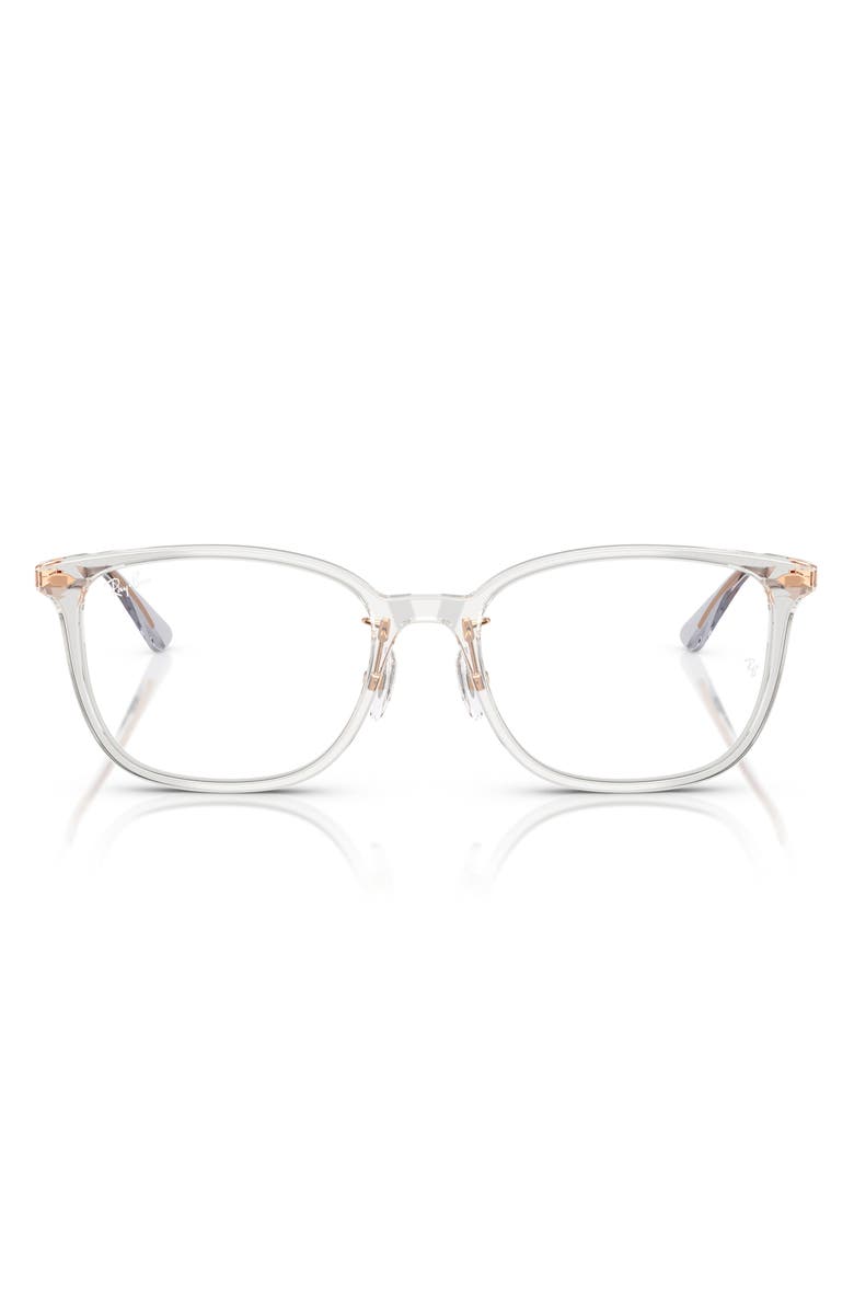 Ray-Ban Pillow 54mm Square Optical Glasses, Main, color, Transparent Grey