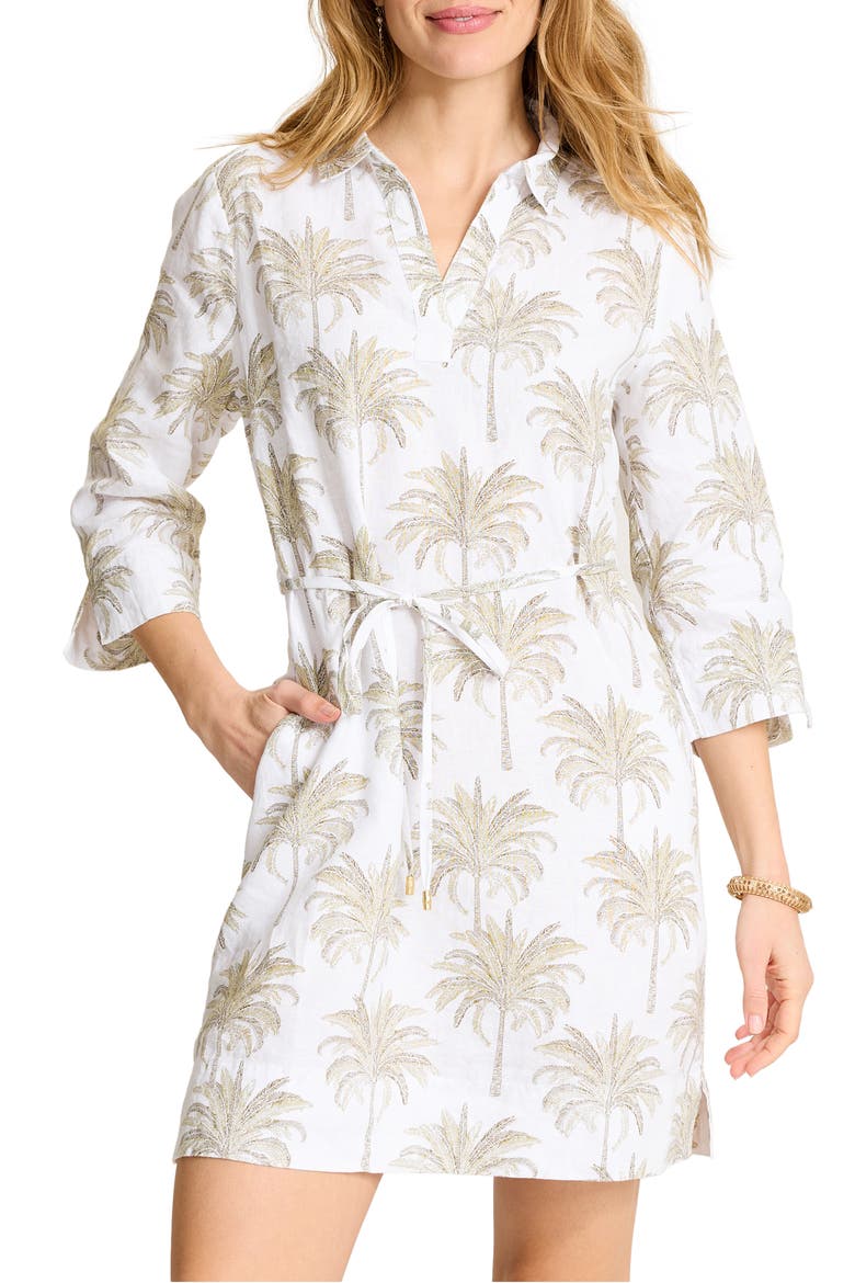 Palm Banks Tie Waist Shift Dress, Alternate, color, SEA CLAY