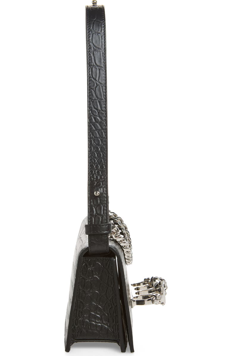 McQueen Mini Jewelled Shoulder Bag, Alternate, color, Black/ Silver