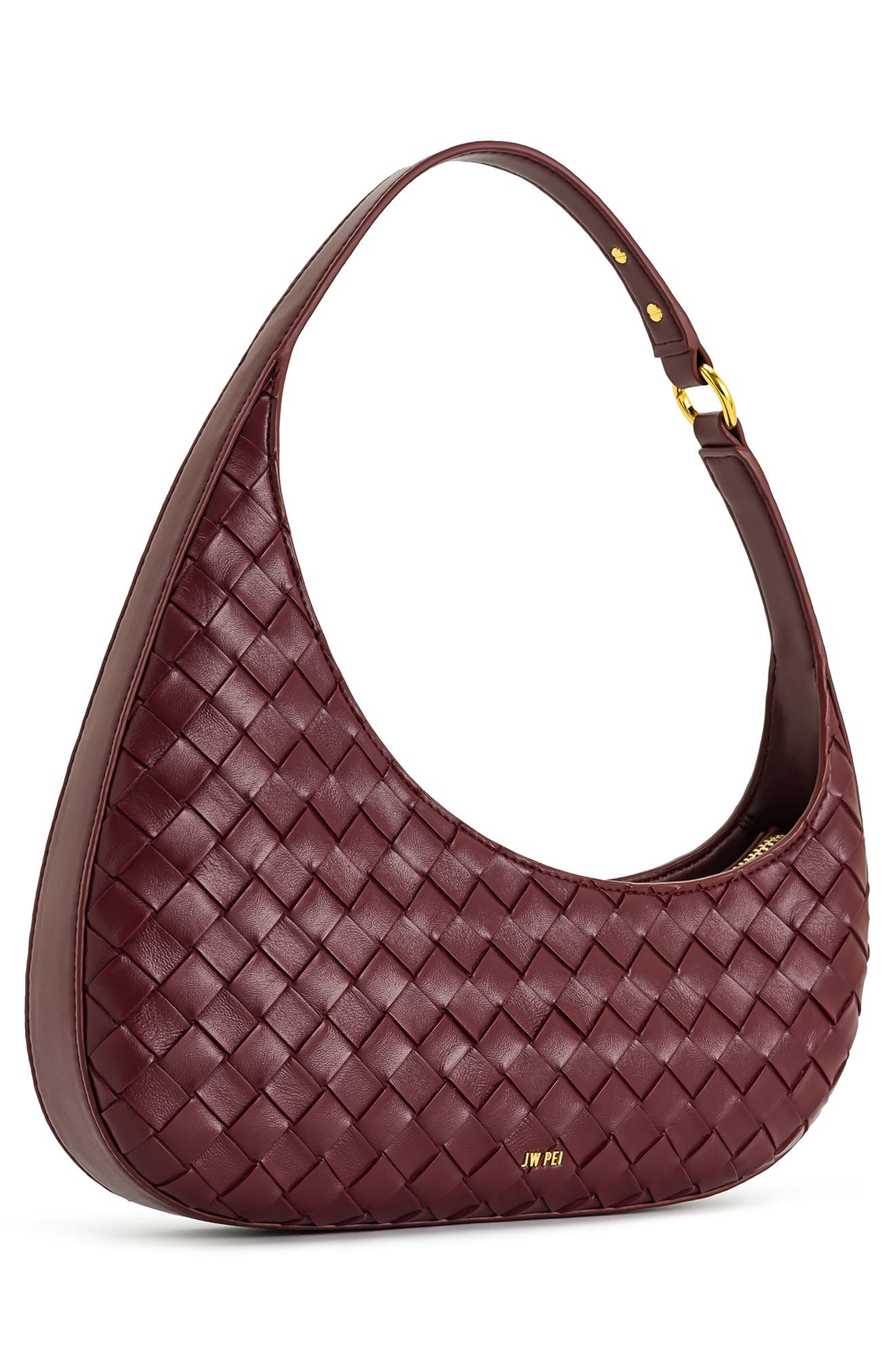 JW PEI Harlee Woven Faux Leather Shoulder Bag, Alternate, color, Burgundy