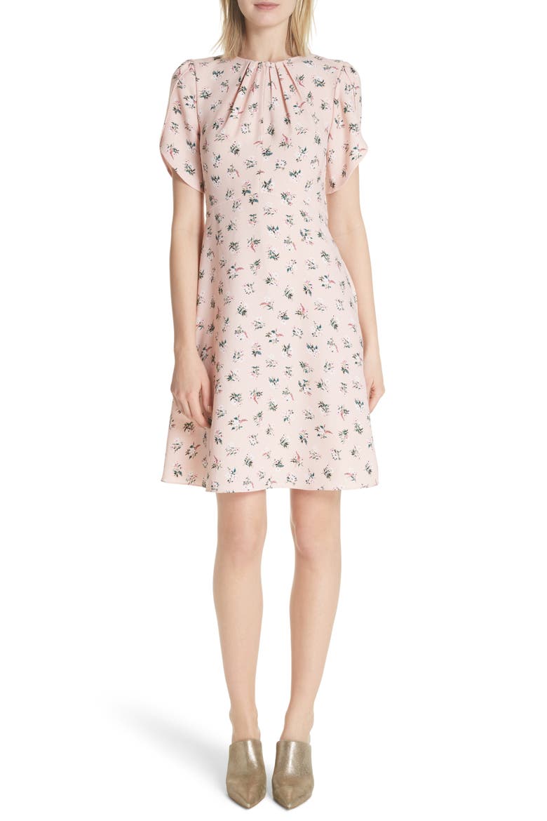 flora tulip sleeve dress, Main, color, CAMEO PINK