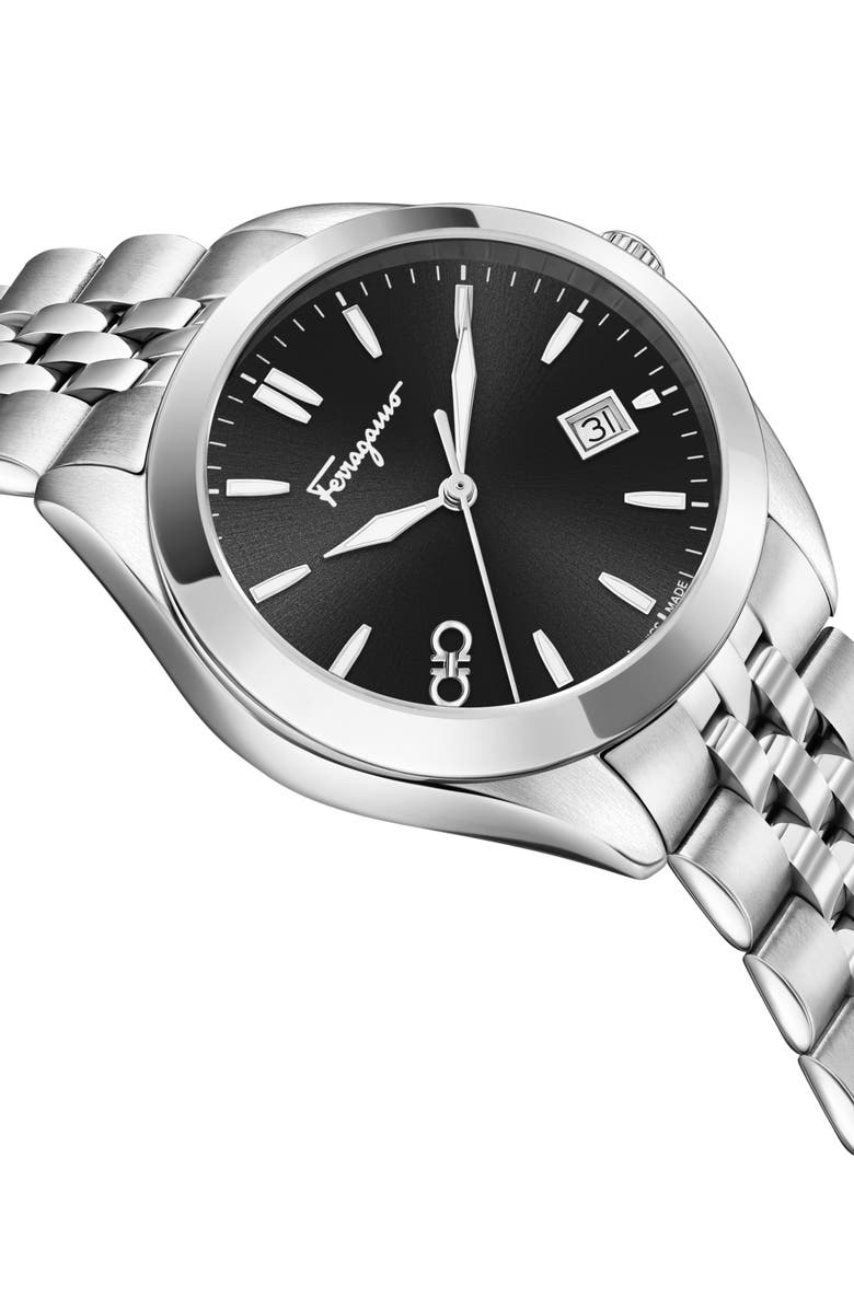 FERRAGAMO Black Dial Bracelet Strap Watch, 42mm, Alternate, color,