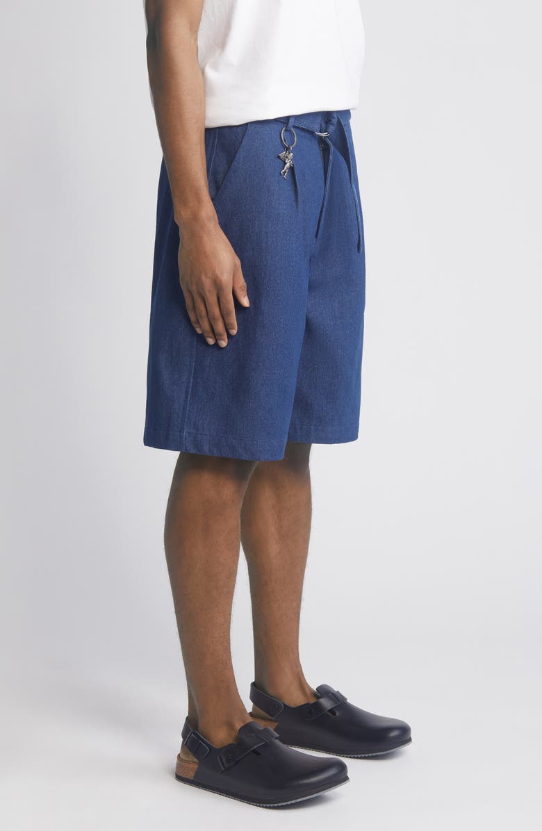 JUNGLES Pleated Belted Denim Shorts, Alternate, color,
