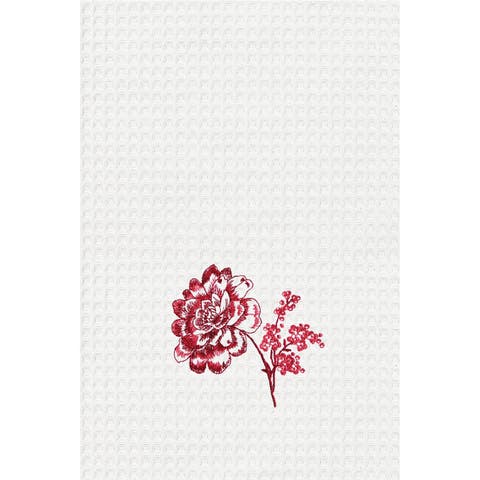 Colonial Williamsburg Devon Cranberry Waffle Weave Cotton Kitchen Towel