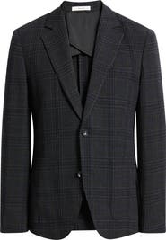 Nordstrom Villa Plaid Knit Wool Blend Sport Coat