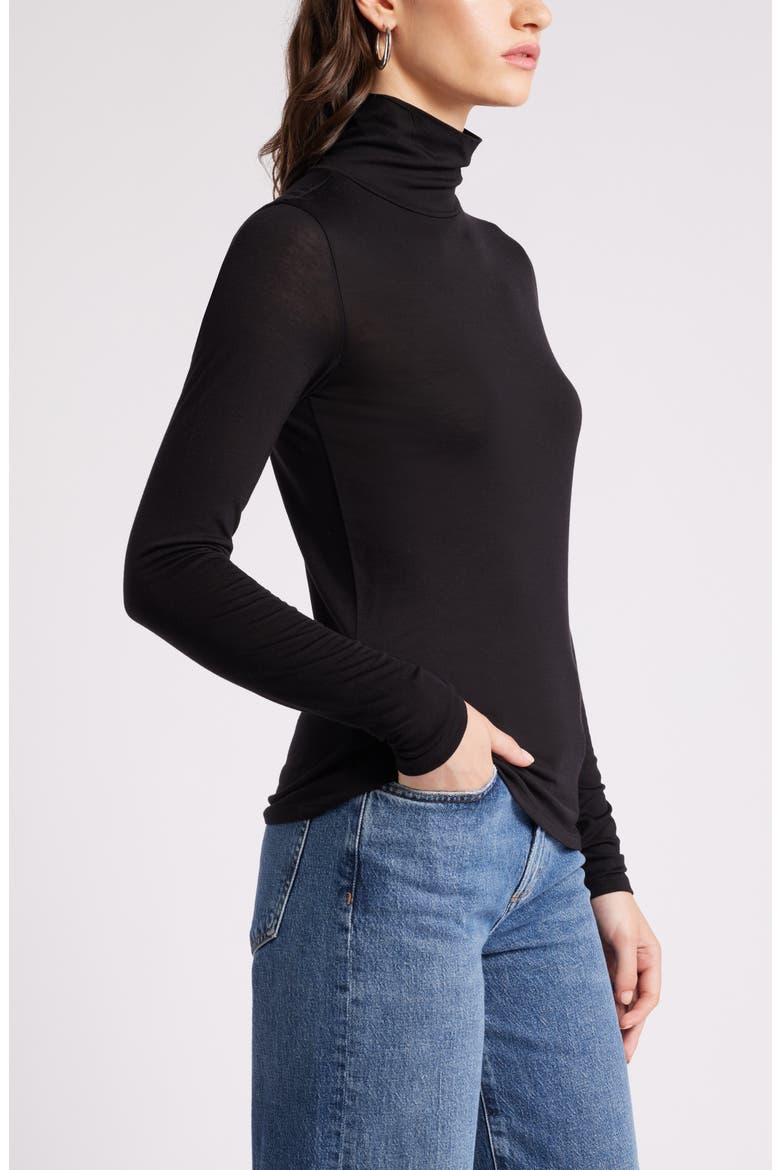Lyocell & Wool Turtleneck, Alternate, color, BLACK