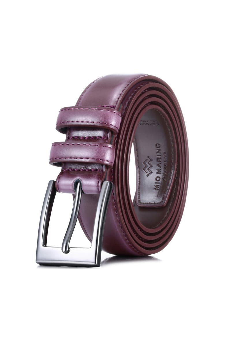 Dual Loop Leather Dress Belt, Main, color, Burgundy