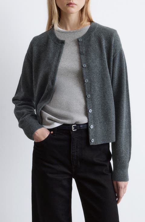 Crewneck Wool & Cotton Cardigan