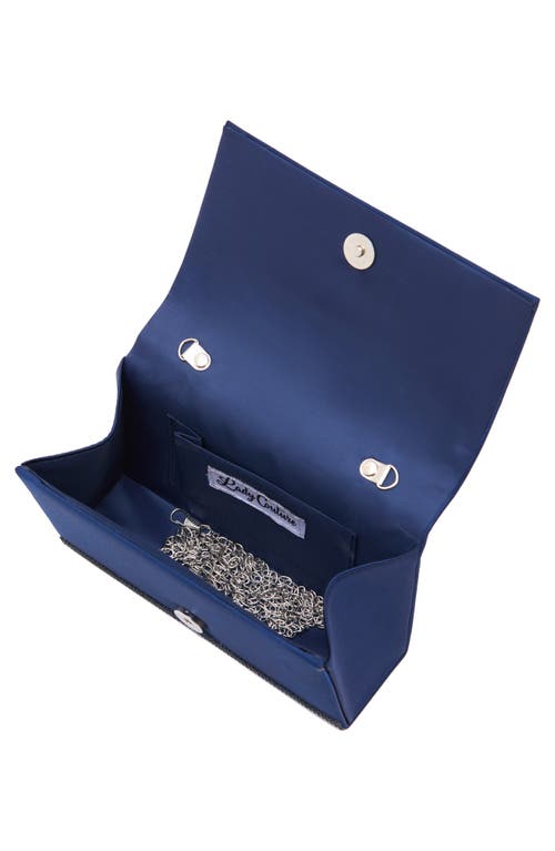 Lady Couture Elegant Rhinestone Satin Evening Bag In Navy