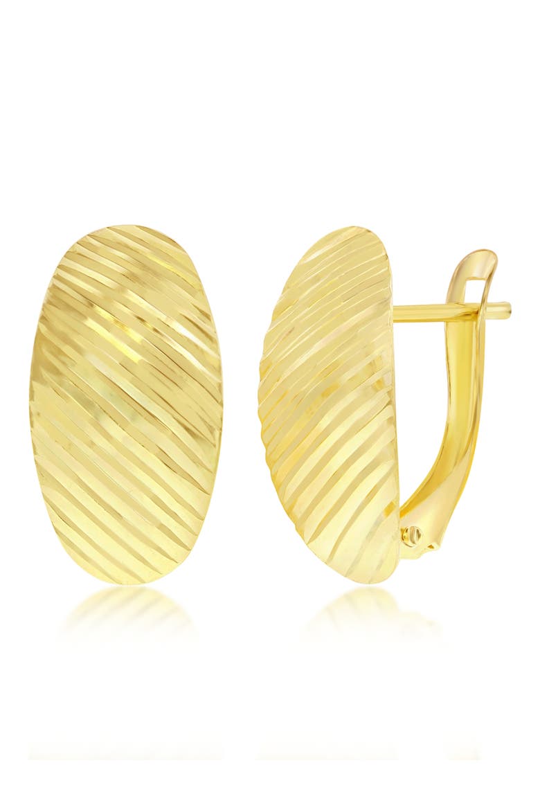 14K Yellow Gold Textured Oval Half Huggie Hoop Earrings, Main, color, GOLD