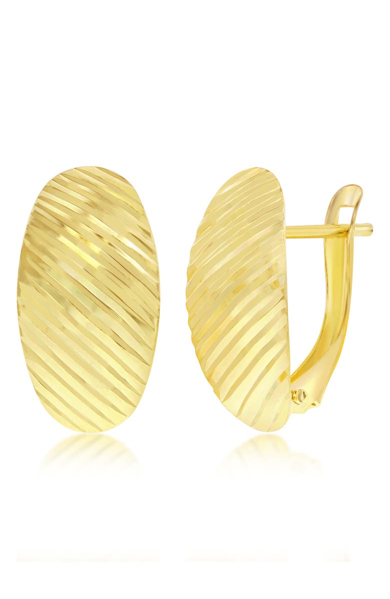 SIMONA 14K Yellow Gold Textured Oval Half Huggie Hoop Earrings, Main, color, Gold