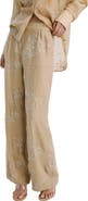 MANGO Beaded Floral Embroidered High Rise Pants