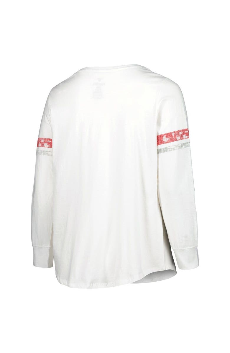 PROFILE Women's White Oklahoma Sooners Contrast Stripe Scoop Neck Long Sleeve T-Shirt, Alternate, color, 