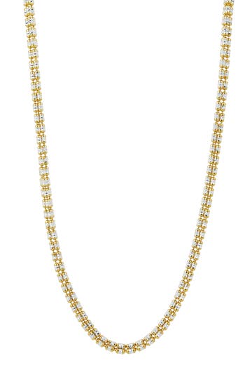 Savvy Cie Jewels Sterling Silver Two Tone Diamond Cut Quad 3mm Necklace In Gold