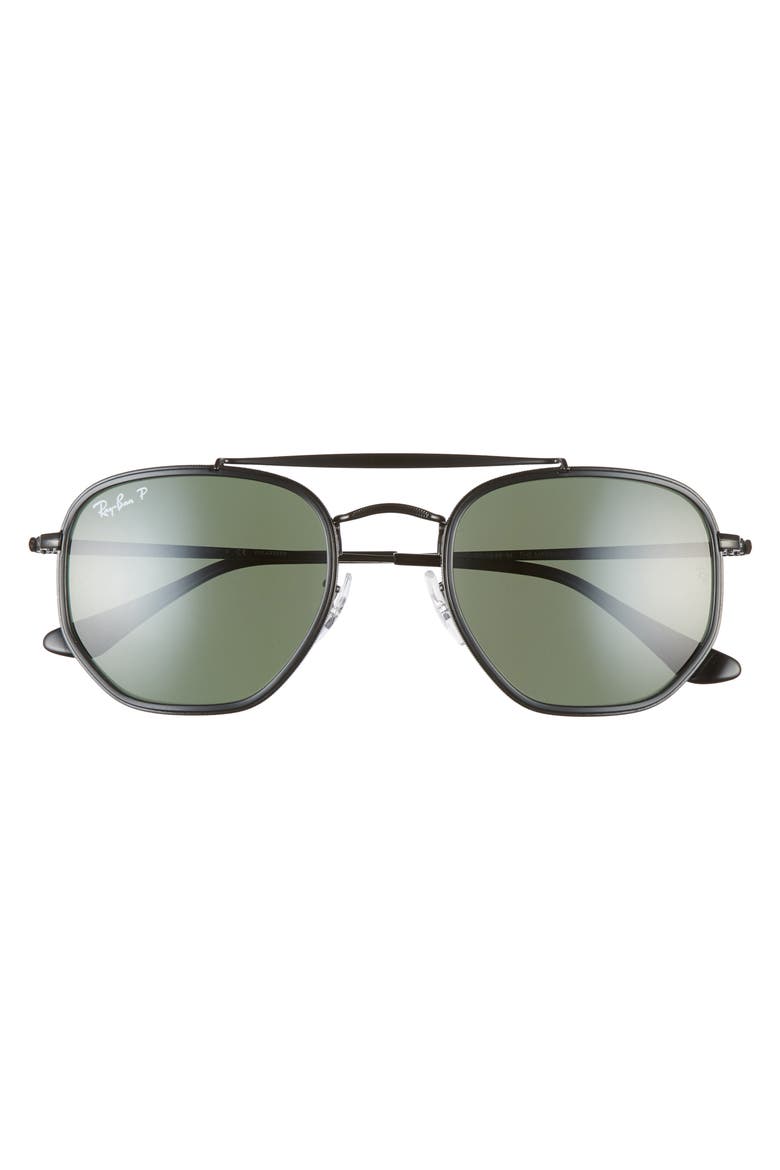 52mm Polarized Irregular Aviator Sunglasses, Main, color, BLACK