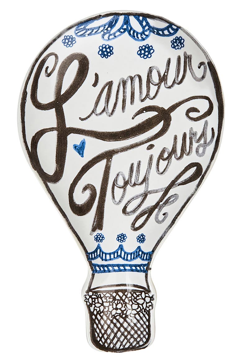 L'Amour Toujours Hot Air Balloon Plate, Main, color, WHITEWASH/ BLACK
