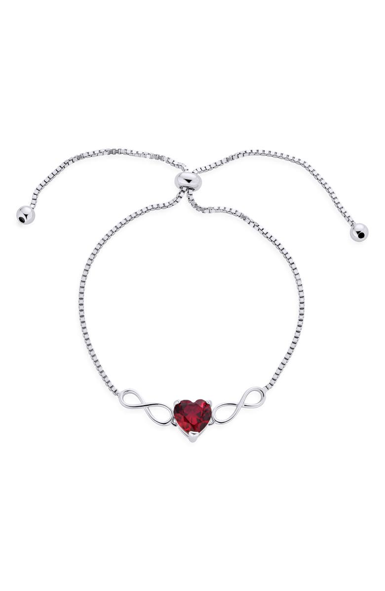 BLING JEWELRY Heart Charm Bolo Bracelet, Main, color, Red
